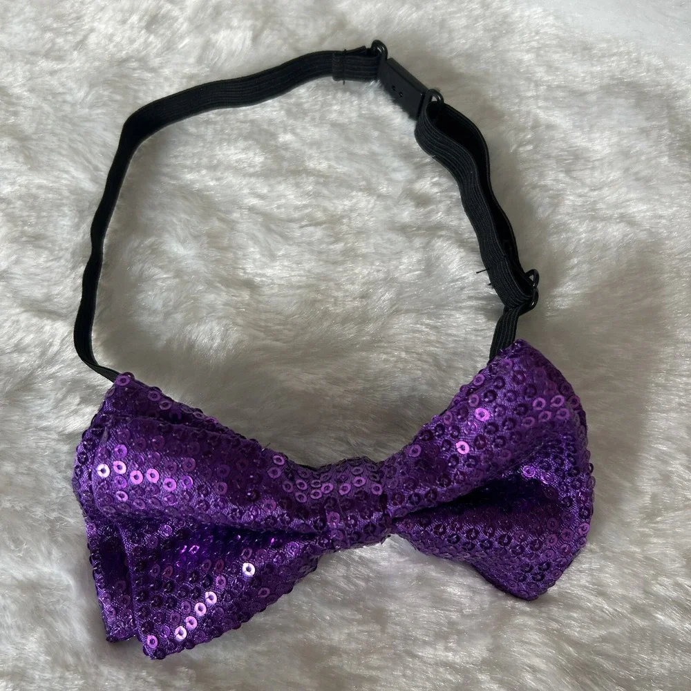 Lot of 3 Purple Adjustable Strap Dog Show Cat Bow Tie Pet Collars